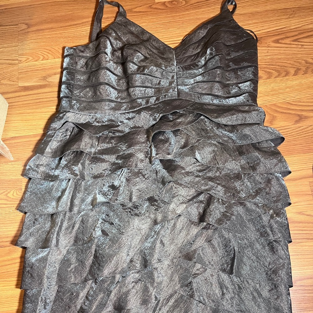 Adrienna Papell Brown  Layered Chiffon Dress 16W